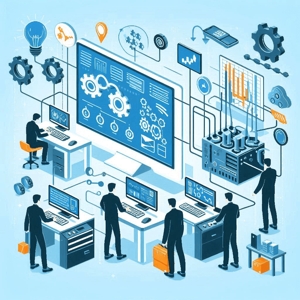 Illustration of an MES connecting planning with factory machines
