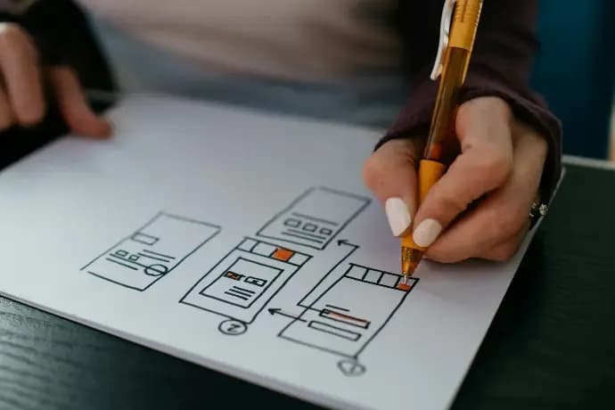 Phác thảo wireframe các màn hình ứng dụng mobile trên giấy