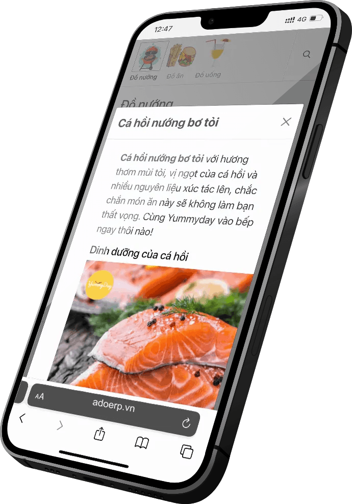 Menu QR hiển thị hình ảnh, mô tả và nguyên liệu của món ăn